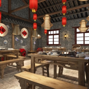 中式火锅店3D模型下载